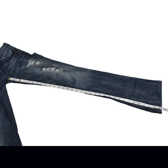 Vintage Marciano Y2K Jeans Embellished Distressed Low Rise Blue Boot Cut Size 25 - Picture 14 of 15